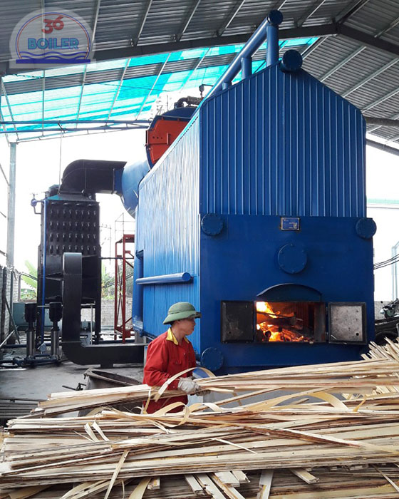 Coal and wood-fired boiler with a capacity of 6 tons of steam/hour